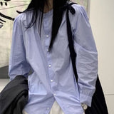 Fongt Version Of The Round-Necked White Shirt Women's Long Sleeve 2025 Autumn Cotton Shirt Showing Thin Retro Design Sense Niche Ins