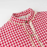 Plaid Heart Patchwork Pocket Puffer Jacket-Outfit