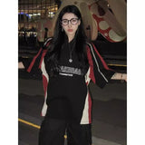 Oversized T Shirts Women Man Y2k Streetwear Patchwork Short Sleeve Tees Female Casual Sporty Black Couple Tops-Outfit
