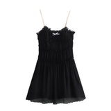 Spring Style Small Bow Decorated With Texture Slim Suspender Dress 7200304-Outfit