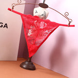 Fongt Transparent Thong Heart-Shaped Hollow Sexy Ultra-Thin Low-Rise Hot Seduction Traceable Breathable Trousers Woman