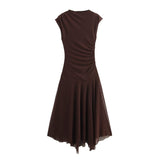 Fongt Spring Pure Lust Wind Sexy U-Neck Casual Elastic Waist A-Word Dress Skirt