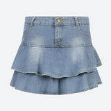 Ruffled Denim Mini