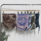 Solid Shot Tie-Dye Printing Net Yarn Rope With Folded Bag Hips Babes Short Skirt Anti-Light Repair Body Skirt