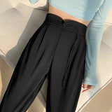 The New 2025 Spring Retro Chinese Style Design Narrow Version Wide-Leg Pants-Outfit