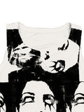Funny Face Print Cropped Tank Top-Outfit