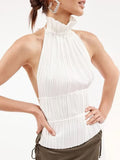 Fongt Sweet And Spicy Wind 2025 Spring New Bare Back Tie High-Necked Sleeveless Design Vest Small Sling Coat