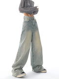 Fongt Light Blue Spring And Summer New Retro Jeans Female Loose Design Show Thin Floor Wide Leg Pants-Outfit