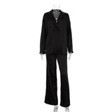 Fongt Wind 2023 New Fashion Casual Vertical Satin Suit Trousers Two Sets Of Women's High-End-Outfit