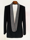 QUALITY 2023 Newest Fashion Designer Jackets Women's Stylish Backless Diamonds Beaded Shawl Collar Blazer