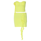 2 Piece Set Summer Fashion Floral Fringe Cami Top and Skirt Club Party Womens Outfits Elegant Matching Sets y2k