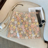 Flowers Sequins Mini Skirt-Outfit