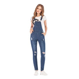 Cargo Pants Women Denim Bib Overalls Jeans Jumpsuits Rompers Ladies Ripped Hole Suspenders Long Playsuit Pockets