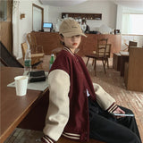 Baseball Jacket Coat Women Oversized 2023 Spring Korean Loose Patchwork Pocket Outerwear Girls Tops