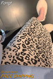 early spring new long slit knitted leopard skirt women high waist knitted