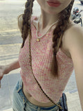 Striped Sexy Slings Women Summer New Sweet Hottie Side Shoulder Short Vest Wearing Thin Sleeveless