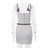 White Tube Top With Lace Patchwork And Mini Skirt Set-Outfit