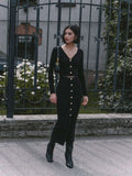 Fongt Long-Sleeved Knitted Dress Button-Button Fork 2024 Bag-Button Sweater Cardigan