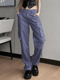 Low Waist Baggy Parachute Cargo Pants-Outfit