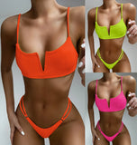 Fongt Bikini 2023 Hot Style Bikini Pure Color Pit Strip Swimsuit Outside The Single Women's Swimsuit B119W-Outfit