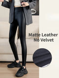Women's PU Leggings Push Up Fitness Slim Tights Female Sport Pencil Pants High Waist Warm Faux Leather Leggings for Women-Outfit