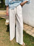 Fongt Cotton Trousers Women's Vacation Casual Women's Trousers French Design Trousers Women's Loose Thin Breathable Pants