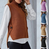 Fongt Women's Vest Pure Color Knit Turleneck Pullover Sleeveless Sweater