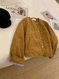 Brown Suede Stripe Lining Jacket-Outfit