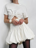 Fongt Simple Style Half-Dress Woman 2025 Spring New Leisure High-Waist Design Feeling Solid Color Short