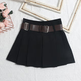 Real Shooting With Belt 100-Folded Skirt 2023 Summer Korean Version Of Small Man Short Skirt High-Waist A Word Umbrella Skirt