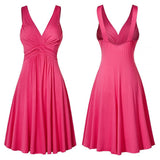 Fongt Suspension V-Neck Commuting Mid-Rise Mid-Rise Dress Solid-Colored
