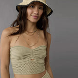 Fongt And Summer 2024 Explosion Women's Striped Net Color Sexy Hollow Bra Hair Weaving