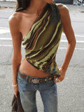 One Shoulder Asymmetric Hem Tank Top-Outfit