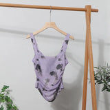Hottie Tie Dye Irregular Sleeveless Small Sleeveless Sleeve Strip Back Strap Bow Strap Bow Blouse