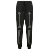 Casual Wear Glitter Skeleton Rhinestones Black