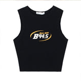 Logo Print Rib Tank Top-Outfit