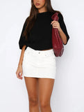TUME Slim Elastic Denim Skirt-Outfit