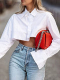 Fongt Casual White Top Lady 2025 New French High-End Long-Sleeved Short-Sleeved Women's