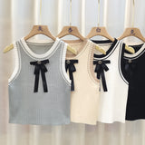 Temperament Sexy Bow Sling Summer New Gray Vest Sling Sling Sling Short Sleeveless