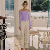 Off-Shoulder Long Sleeve Bow Top-Outfit