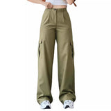 Fongt New Jump Casual Trousers Mid-Rise Three-Dimensional Pocket Trousers Waist-Up Trousers