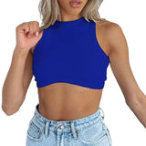 Fongt Women's Wish New Summer Pure Color Sleeveless Slim Short Small Vest