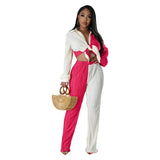 Loose Casual Women's Set Colored Toothpick Cloth Striped Long Sleeve Shirt Top Elastic Straight Leg Pants 2 Piece Set-Outfit