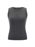 Women Casual Sleeveless Tank Summer Solid Color Slim Fit Pullovers Mini Vest Female Streetwear Base Tank Crop Tops-Outfit