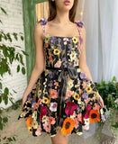 Fongt Women's Three-Dimensional Flower Embroidered Bag-Buff Sexy Dress In