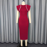 Fongt Temperament Round Collar Dress Banquet High Waist-Up Open-Fork Elegant Evening Dress Party Dress
