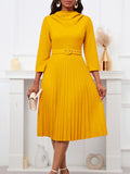 Fongt New Women's Fashion Elegant Pressure Skirt Elegant Solid Color Large Dress
