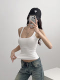 Trendy Women's Wear Pure Collar Solid Color Bottom Vest Summer New Style Slim Sleeveless Halter Top-Outfit