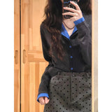 Fongt Gray Wave Point High-Waisted Hip Half-Dress Woman 2025 Autumn New Niche Temperament Thin A Word Short Skirt