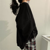Solid Color Oversized Sweatshirt-Outfit